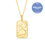 Moon & Saturn Necklace in Gold