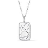 Moon & Saturn Necklace in Silver