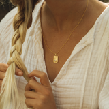 Moon & Saturn Necklace in Gold