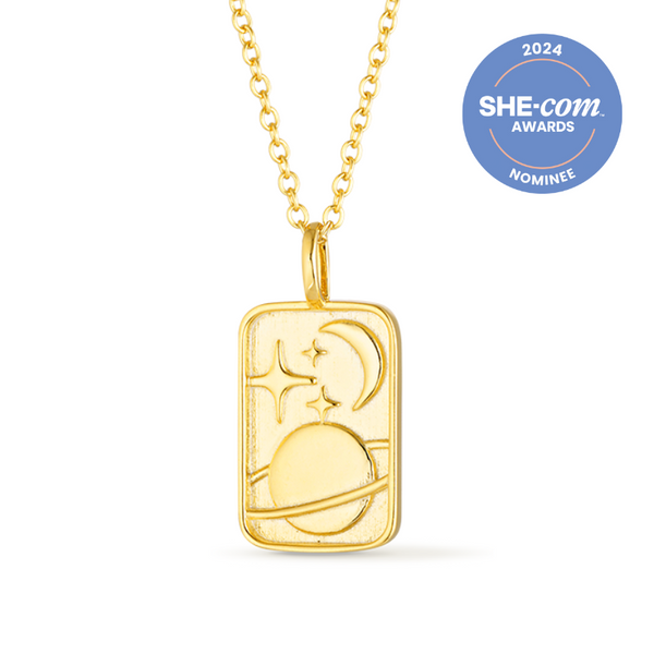 Moon & Saturn Necklace in Gold PRE-ORDER